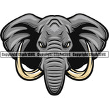 Animal Elephants Colorful Elephant Head With Trunk And Tusks Wild Art Sports Team Mascot Game Fantasy eSport Emblem Logo Symbol Clipart SVG
