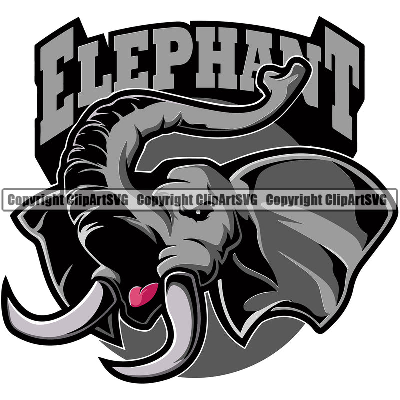 Animal Elephants Zoo Wild Powerful Elephant Text Design Art Icon Sports Team Mascot Game Fantasy eSport Emblem Logo Symbol Clipart SVG