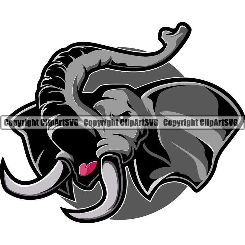 Animal Elephants Safari Zoo Wild Powerful Elephant Art Icon Sports Team Mascot Game Fantasy eSport Emblem Logo Symbol Clipart SVG