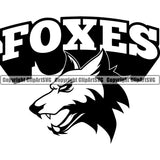 Sports Team Mascot Big Teeth Wildlife Hungry Fox Head With White And Black Vector Wildlife Logo Design Print ClipArt SVG