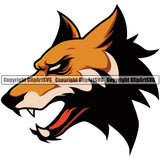 Orange Scary Teeth Nature Fox Wildlife Head Vector Sports Team Mascot Logo Design Print ClipArt SVG