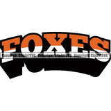 Orange Color Wildlife Foxes Word Vector Sports Team Mascot Logo Design Print ClipArt SVG