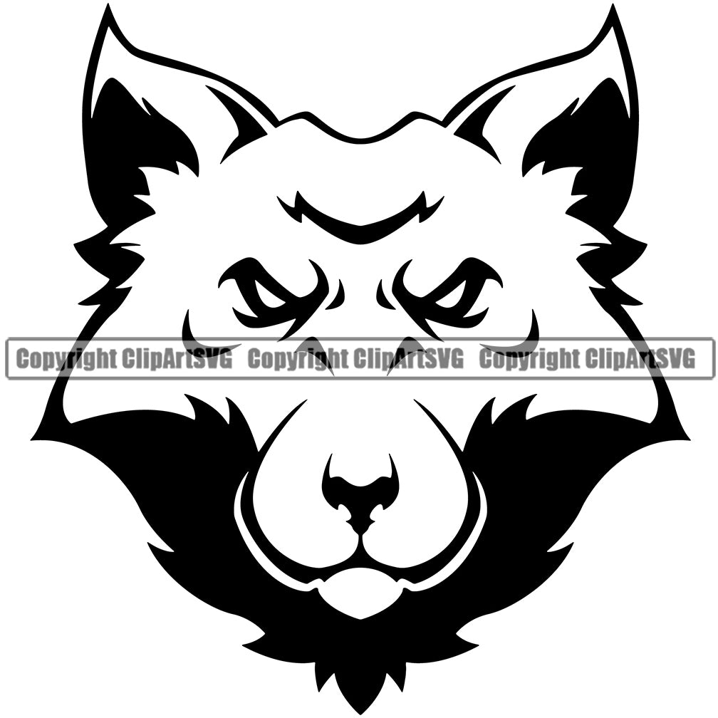 Cute Fox Face Sports Team Mascot Black Illustrate Design Vector logo ...