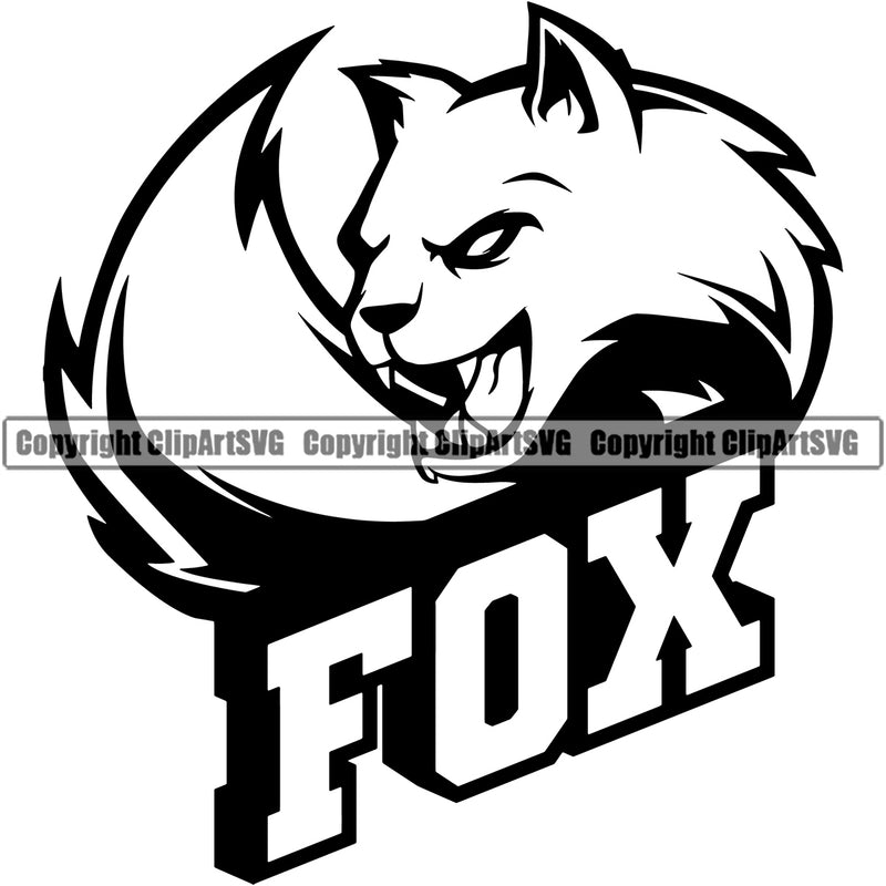 Angry Wild Animal Fox Tail Text Sports Team New Idea Mascot Vector Wildlife Logo Design Print ClipArt SVG