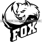 Angry Wild Animal Fox Tail Text Sports Team New Idea Mascot Vector Wildlife Logo Design Print ClipArt SVG