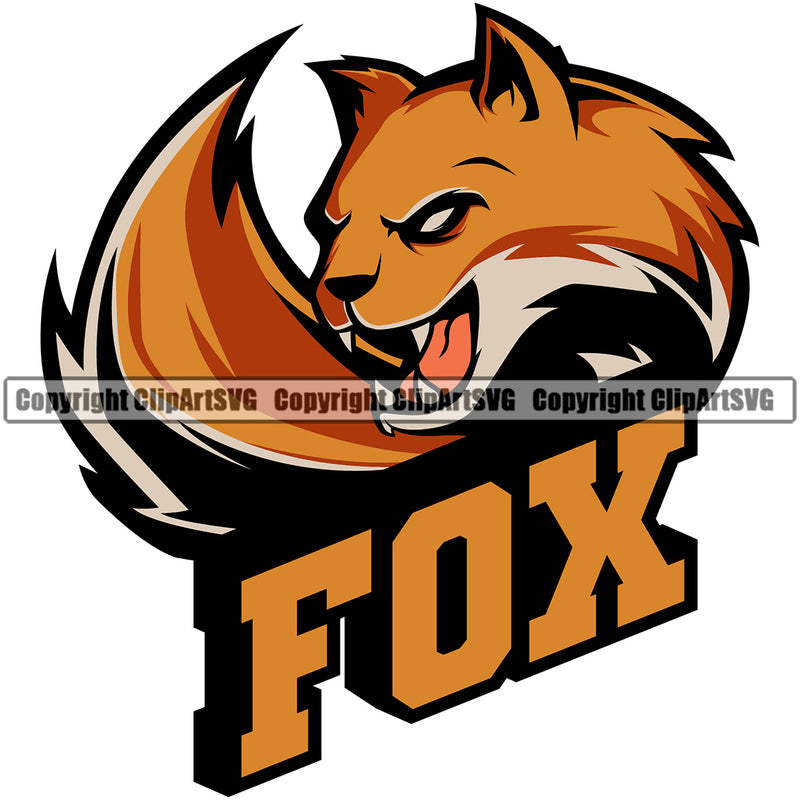 Animal Fox Head Color Art Icon Text Design Sports Team Mascot Game Fantasy eSport Emblem Logo Symbol Clipart SVG