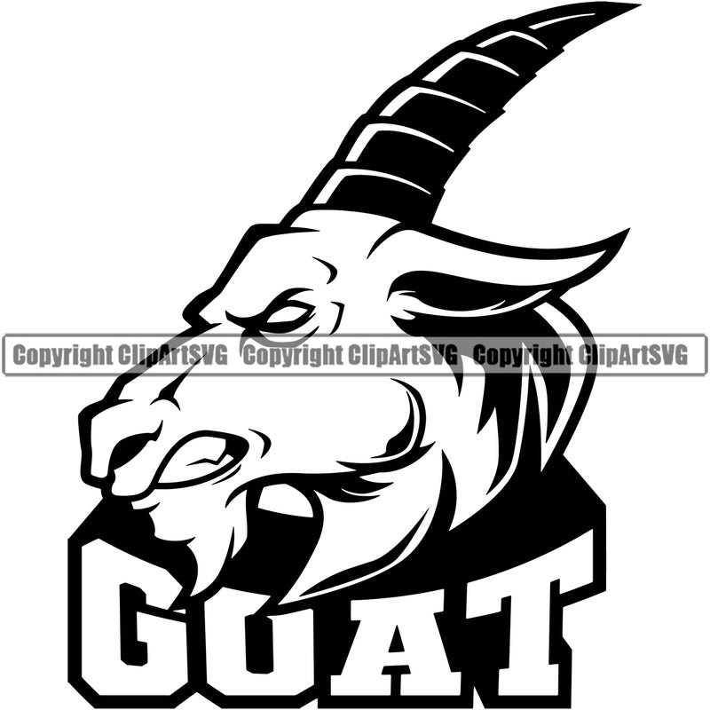 Goat Animal Angry Head Outline  Art Icon Text Design Sports Team Mascot Game Fantasy eSport Emblem Logo Symbol Clipart SVG