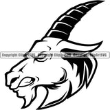 Goat Animal Farm Head Outline Art Sports Team Mascot Game Fantasy eSport Emblem Logo Symbol Clipart SVG