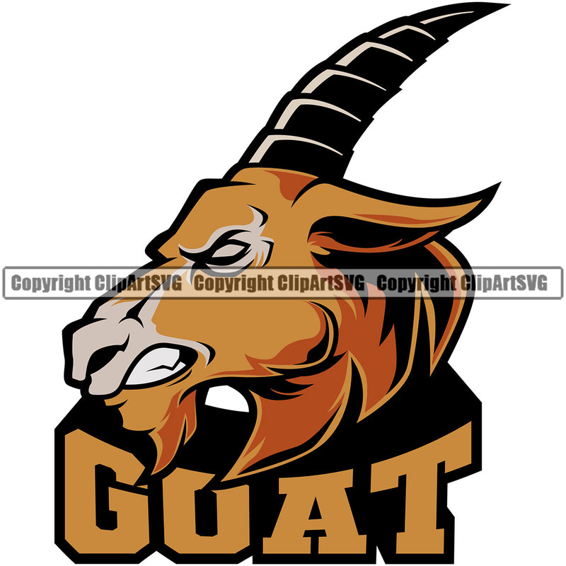 Goat Animal Farm Head Illustrations Outline Text Design Vector Color Art Sports Team Mascot Game Fantasy eSport Emblem Logo Symbol Clipart SVG
