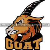 Goat Animal Farm Head Illustrations Outline Text Design Vector Color Art Sports Team Mascot Game Fantasy eSport Emblem Logo Symbol Clipart SVG