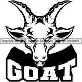 Goat Animal Horn Vector Angry Head Outline Text Design Art Sports Team Mascot Game Fantasy eSport Emblem Logo Symbol Clipart SVG