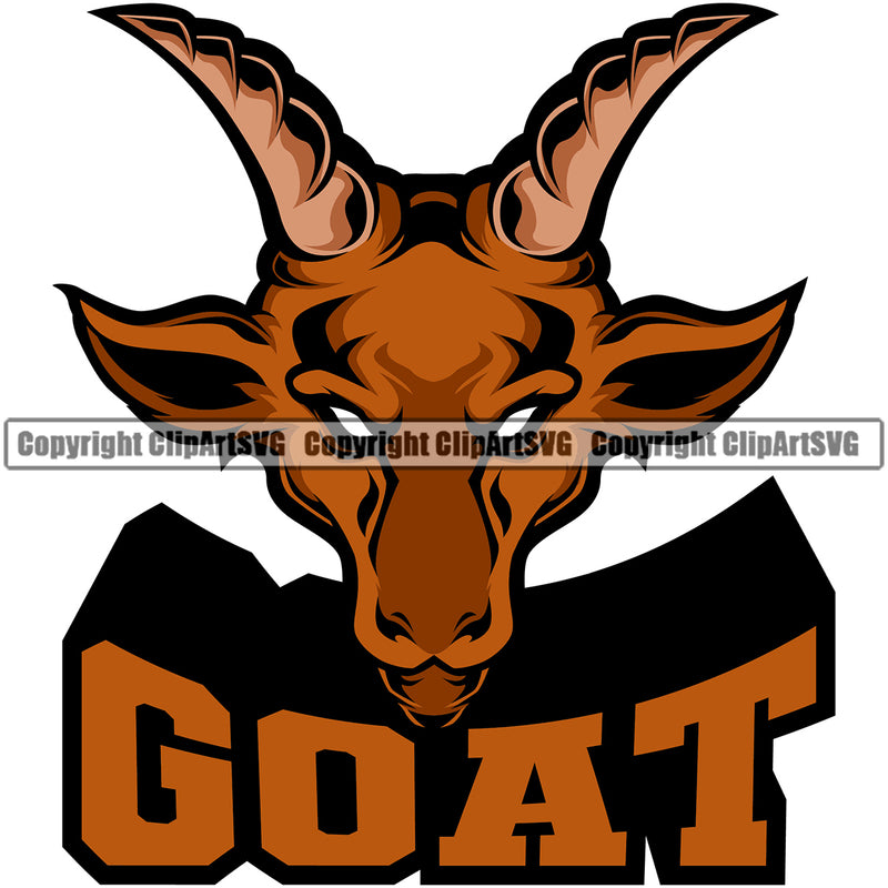 Goat Animal Horn Vector Head Graphic Text Design Art Sports Team Mascot Game Fantasy eSport Emblem Logo Symbol Clipart SVG