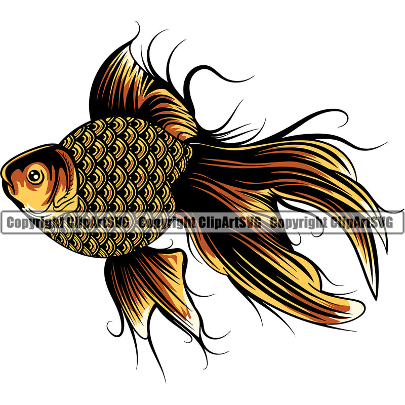 Animal Goldfish Color Graphic Art Sports Team Mascot Game Fantasy eSport Emblem Logo Symbol Clipart SVG