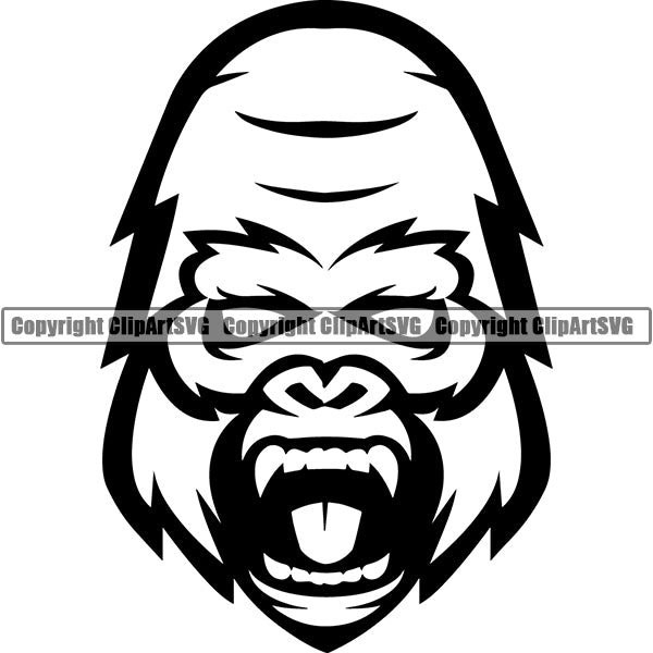 Gorilla Angry Animal Graphic Art Sports Team Mascot Game Fantasy eSport Emblem Logo Symbol Clipart SVG