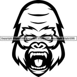 Gorilla Angry Animal Graphic Art Sports Team Mascot Game Fantasy eSport Emblem Logo Symbol Clipart SVG