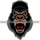 Monkey Jungle Animal Angry Gorilla Mouth Graphic Art Sports Team Mascot Game Fantasy eSport Emblem Logo Symbol Clipart SVG