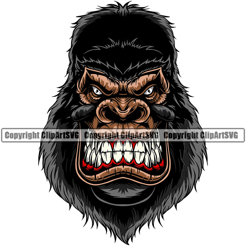 Animal Gorilla Apes Ape Monkey Jungle Growling Angry Mouth Graphic Art Sports Team Mascot Game Fantasy eSport Emblem Logo Symbol Clipart SVG
