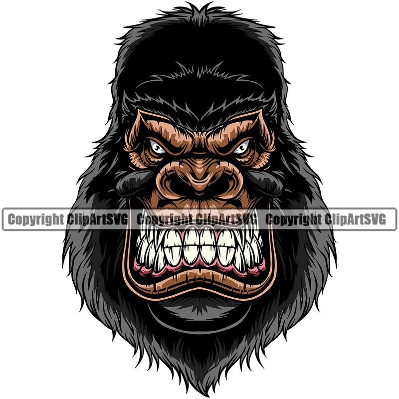 Animal Gorilla Apes Monkey Jungle Animal Growling Ape Graphic Art Sports Team Mascot Game Fantasy eSport Emblem Logo Symbol Clipart SVG