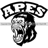 Apes Adult Gorilla  Ape Graphic Art Sports Team Mascot Game Fantasy eSport Emblem Logo Symbol Clipart SVG