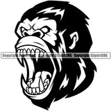 Gorilla Ape Angry Monkey Jungle Animal Apes Graphic Art Sports Team Mascot Game Fantasy eSport Emblem Logo Symbol Clipart SVG