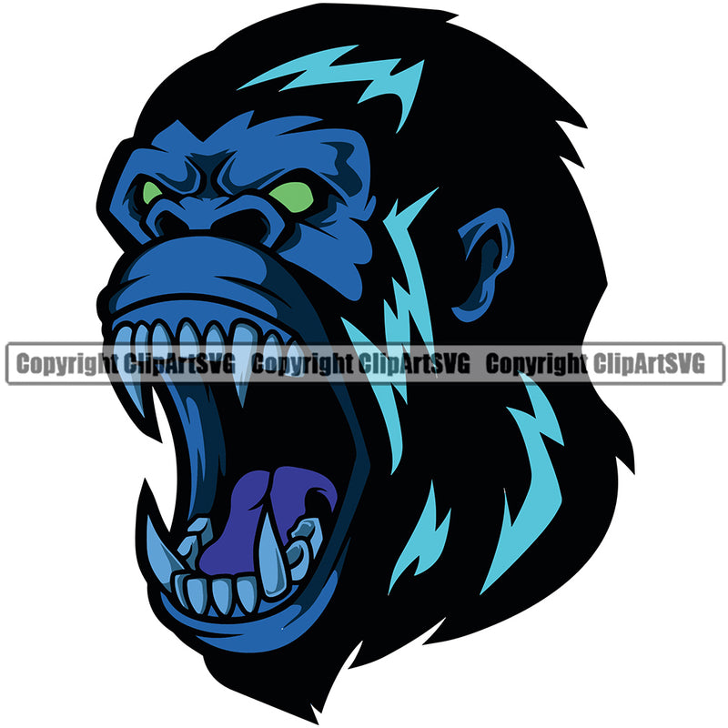 Animal Gorilla Apes Wildlife Wild Jungle  Color Art Sports Team Mascot Game Fantasy eSport Emblem Logo Symbol Clipart SVG