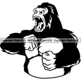 Gorilla Ape Zoo Wildlife Outdoor Wild Jungle Animal Sports Team Mascot Game Fantasy eSport Emblem Logo Symbol Clipart SVG