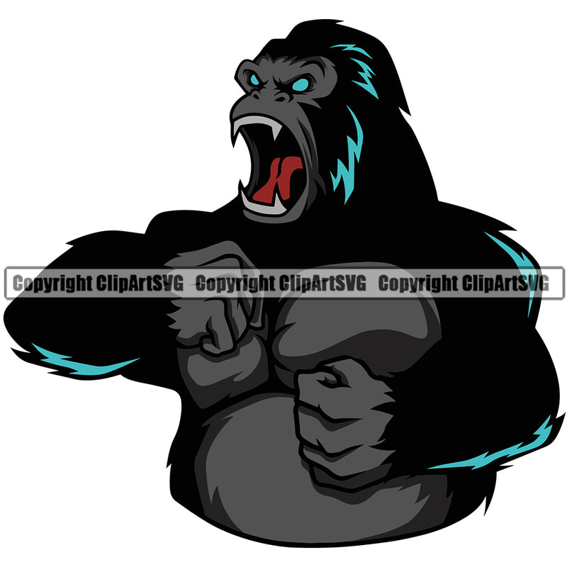 Animal Gorillas Ape Gorilla Zoo Wildlife Jungle Animal Color Body Sports Team Mascot Game Fantasy eSport Emblem Logo Symbol Clipart SVG