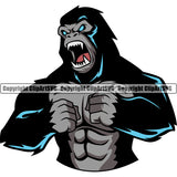 Animal Gorilla Angry Face Gorillas  Vector Illustration Ape Angry Monkey Sports Team Mascot Game Fantasy eSport Emblem Logo Symbol Clipart SVG