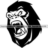 Animal Gorillas Angry Head Scary Gorilla Ape King Sports Team Mascot Game Fantasy eSport Emblem Logo Symbol Clipart SVG