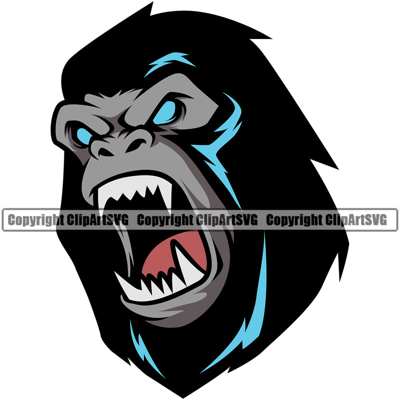 Animal Gorillas Angry Color Art Scary Gorilla Ape King Sports Team Mascot Game Fantasy eSport Emblem Logo Symbol Clipart SVG