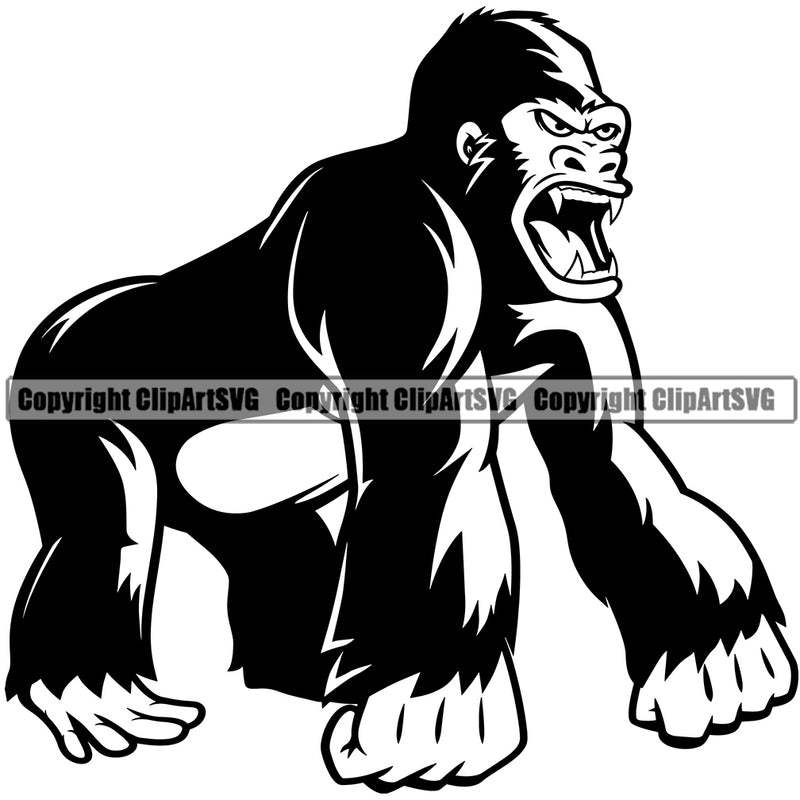 Gorilla Ape Gorillas Monkey Jungle Animal Sports Team Mascot Game Fantasy eSport Emblem Logo Symbol Clipart SVG