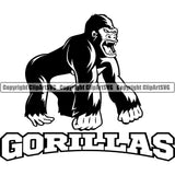 Gorilla Ape Gorillas Monkey Animal Text Design Sports Team Mascot Game Fantasy eSport Emblem Logo Symbol Clipart SVG