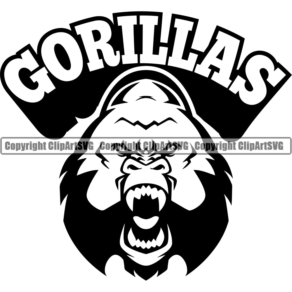 Animal Gorillas Angry Aggressive Roaring Gorilla Ape King Sports Text ...