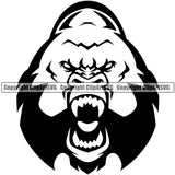 Animal Gorillas Scary Angry Aggressive Roaring Gorilla Ape King Sports Team Mascot Game Fantasy eSport Emblem Logo Symbol Clipart SVG