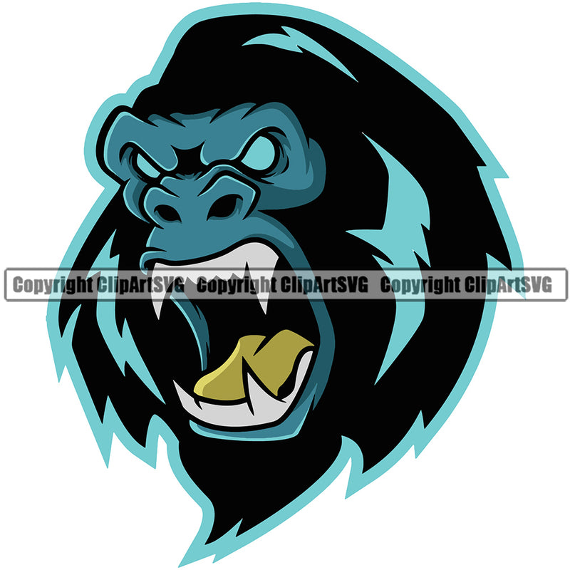 Animal Gorillas Angry Gorilla Head Cute Illustration Sports Text Design  Team Mascot Game Fantasy eSport Emblem Logo Symbol Clipart SVG