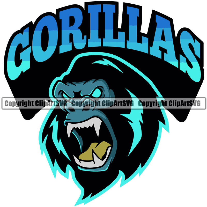 Animal Gorillas  Head Gorilla Text Design Cute Animal Illustration Sports Text Design  Team Mascot Game Fantasy eSport Emblem Logo Symbol Clipart SVG