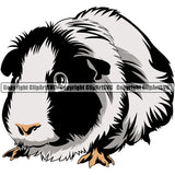 Guinea Guineas Pig Pet Rodent Design Cute Fluffy Cage Domestic Mammal Paws Whiskers Farm Hamster Logo Black Silhouette Symbol Clipart SVG