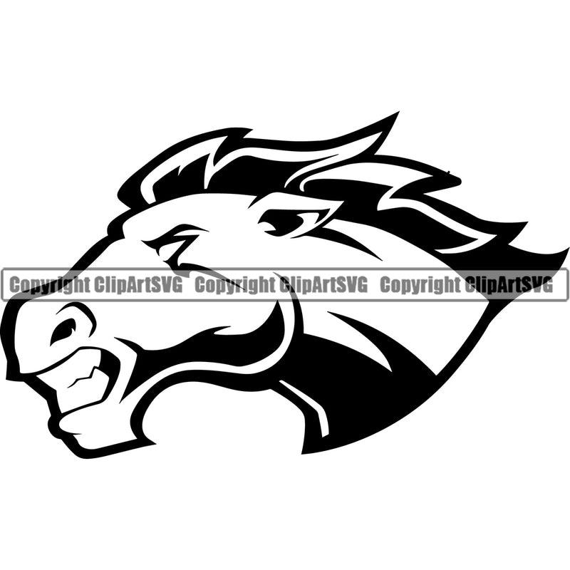 Animal Horse Head Horses Silhouette Mustang Vector Illustration Sports Team Mascot Game Fantasy eSport Emblem Logo Symbol Clipart SVG