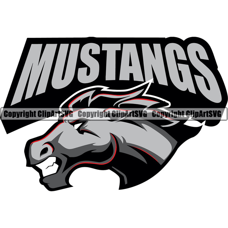 Animal Horses Beautiful Horse Head Mustang Vector Illustration Text Design Sports Team Mascot Game Fantasy eSport Emblem Logo Symbol Clipart SVG