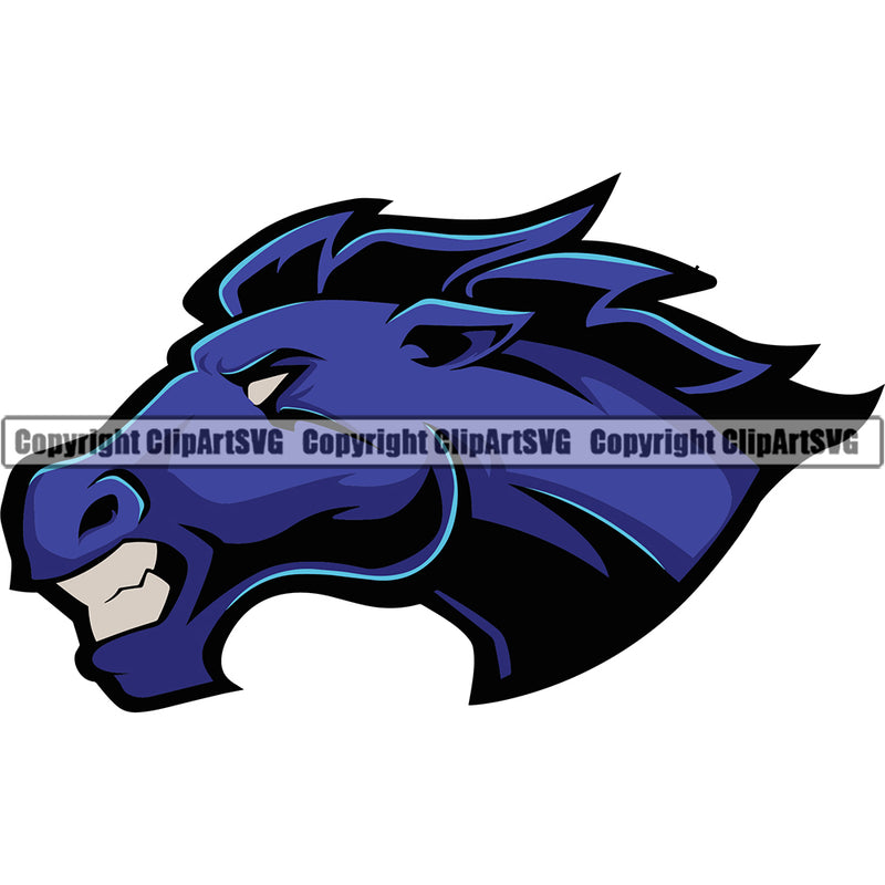 Animal Horses Beautiful Horse Blue Head Mustang Vector Illustration Sports Team Mascot Game Fantasy eSport Emblem Logo Symbol Clipart SVG