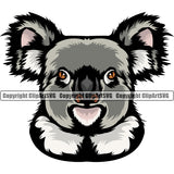 Koala Koalas Bear Mascot School Team Head Face Sport eSport Game Emblem Sign Club Badge Art Icon Color Symbol Clipart SVG