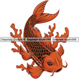 Koi Fish Koi Fishs Koi Fish Japanese Tattoo Asian Oriental Art Artwork Japan Yin Yang Design Logo Water Pond Color Single Symbol Clipart SVG