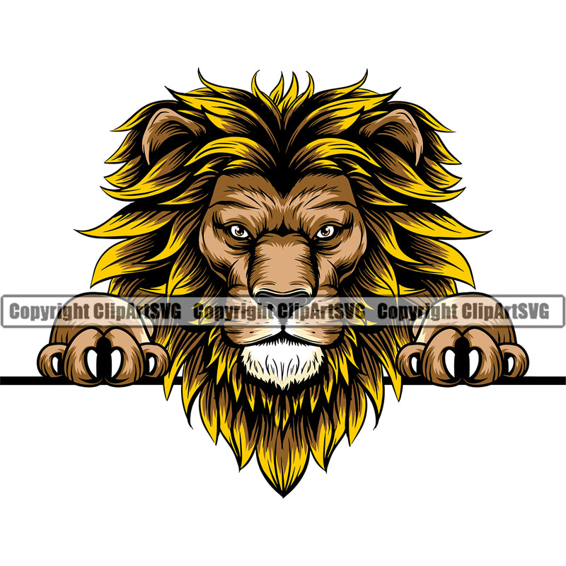 Lion Lions Wild Big Wildlife Cat Predator Beast King Of The Jungle Nature Zoo Animal Badge Logo Symbol Tattoo Color Symbol Clipart SVG