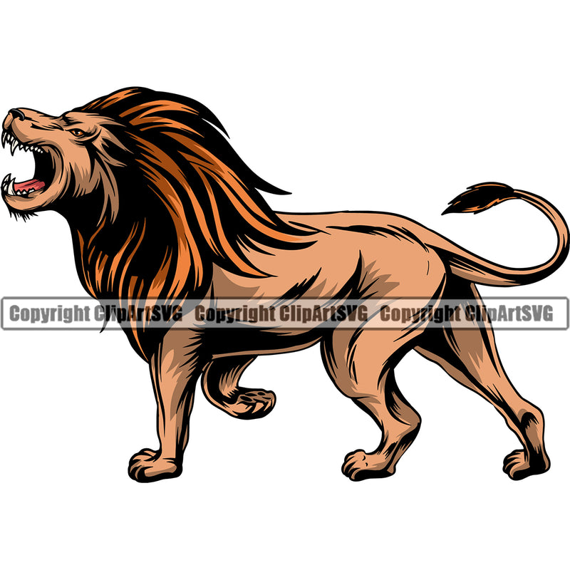 Lion Lions Big Wild Cat Wildlife Predator Beast King Of The Jungle Nature Zoo Animal Badge Logo Symbol Tattoo Color Symbol Clipart SVG