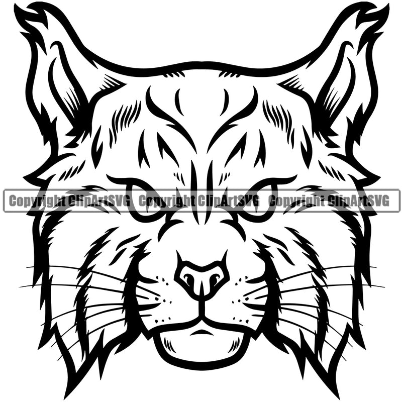 Lynx Lynxs Wild Big Cat Wildlife Predator Beast King Of The Jungle Nature Zoo Animal Badge Logo Symbol Tattoo Black Silhouette Head Symbol Clipart SVG