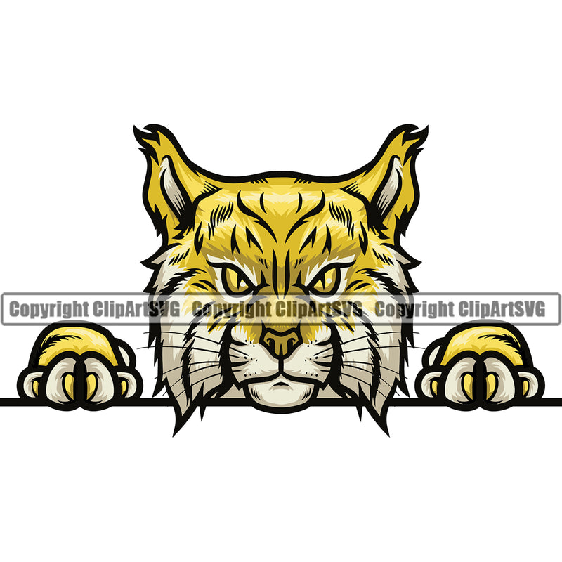 Lynx Lynxs Wild Big Cat Wildlife Predator Beast King Of The Jungle Nature Zoo Peeking Animal Badge Logo Symbol Tattoo Color Symbol Clipart SVG