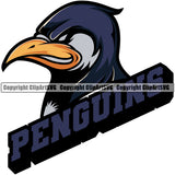 Penguin Penguins Bird Mascot Mascots School Team Head Face Sport eSport Fantasy Game Emblem Sign Animal Badge Logo Symbol Tattoo Text Word Typography Lettering Color Full Symbol Clipart SVG