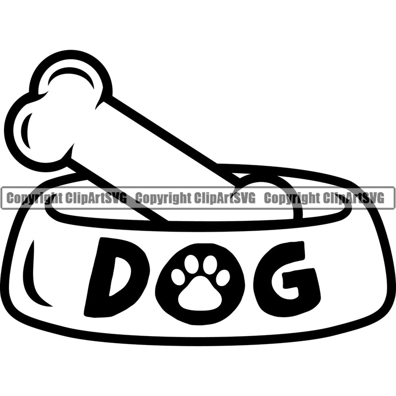 Dog Dogs Cat Cats Bone Bowl Paw Print Food Vet Rescue Pedigree Groomer Grooming Groom Walk Walker Walking Logo Black Silhouette Symbol Clipart SVG