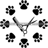Dog Dogs Cat Cats Pet Grooming Groomer Animal Shop Barber Comb Salon Dog Bone Hair Cut Paw Print Hairstyle Puppy Canine Wash Black Silhouette Symbol Clipart SVG