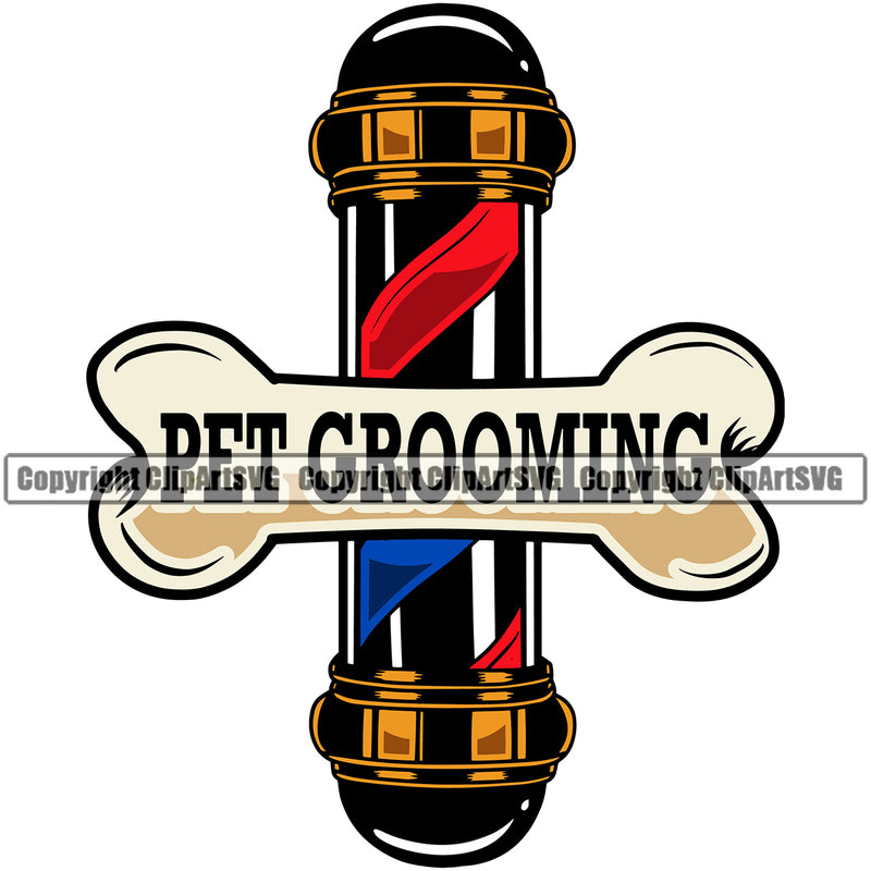 Dog Dogs Cat Cats Pet Grooming Pole Sign Barber Shop Groomer Groomer Salon Dog Bone Hair Cut Paw Print Puppy Cat Kitty Canine Wash Color Symbol Clipart SVG
